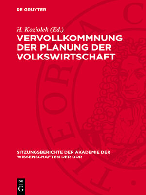cover image of Vervollkommnung der Planung der Volkswirtschaft